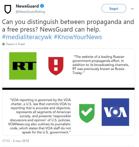 Negli USA 'NewsGuard' metterà un bollino rosso ai media alternativi 1