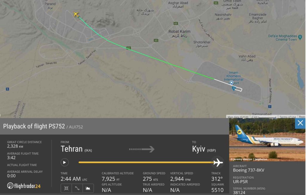 Accuse all'Iran per disastro aereo dell'International Airlines 1