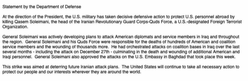 Trump ordina l'omicidio del generale iraniano Suleimani 2