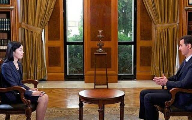 Assad in una intervista con la televisione cinese nel 2013 -SANA