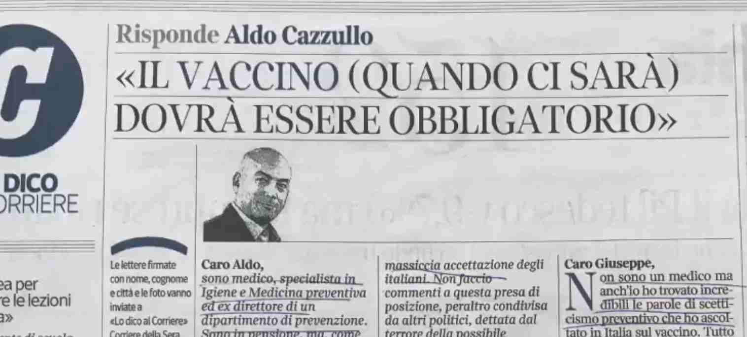 Sul Corriere la dott.ssa Capua dice di non fare molto affidamento sul vaccino ant-Covid ma subito smentita. Da chi? Dalla linea editoriale 2