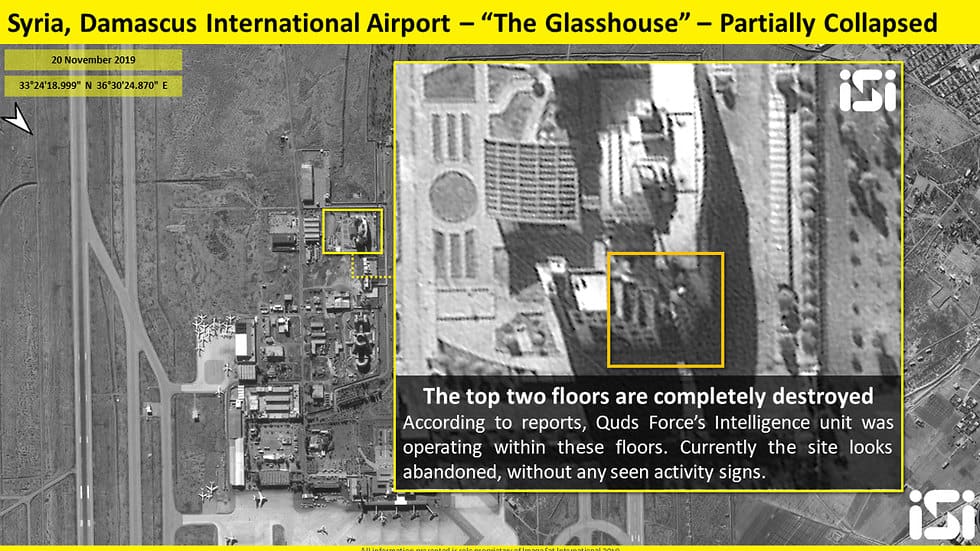 Due piani superiori sono completamente distrutti. Immagini satellitari: ImageSat International (ISI)