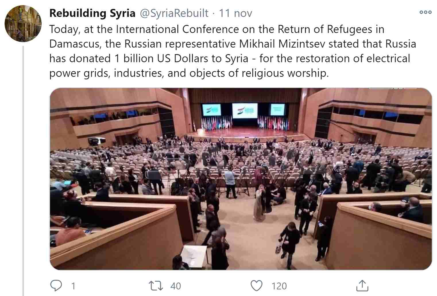 La UE diserta sprezzante la conferenza per i rifugiati promossa da Damasco, Russia dona un miliardo di dollari 1