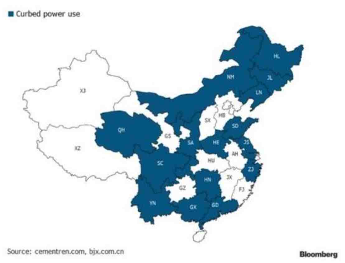 Cina: l'energia è limitata in più della metà delle province che rappresentano il 66% dell'economia, i governatori sono a caccia di carbone