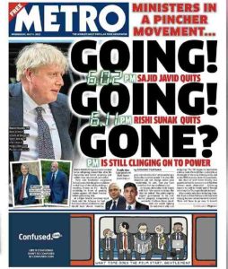 I tabloid britannici, non mostrano pietà per Boris lohnson...
