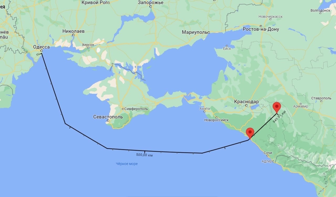 rute salah satu UAV Ukraina