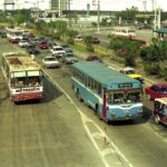 23991 (15) 20-10-1993 Metrobus NXL-153 and Metro Manila Transport Hino NVJ-359 (324) EDSA, Mandaluyong, Manila, Philippines.